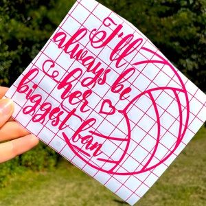 Hot pink volleyball mom car decal
